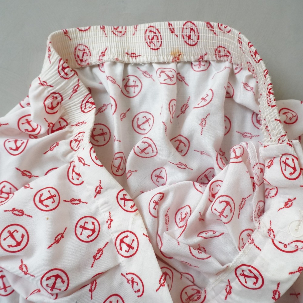 Vintage Anchor Print Midi Skirt Medium Womens White Red Pleated Coastal - Picture 5 of 7
